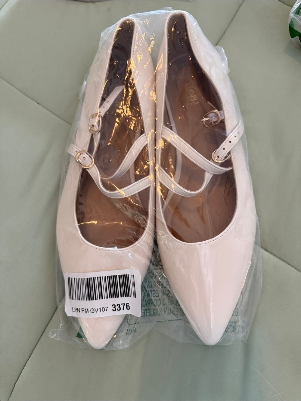 Fray Better Moves White Pointed-Toe Mary Jane Flats with Double Straps - Picture 1 of 6